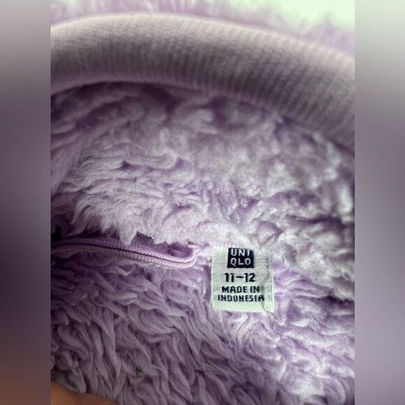 Uniqlo Purple Shaggy Fuzzy Kids Jacket Size 11-12 - Picture 3 of 8